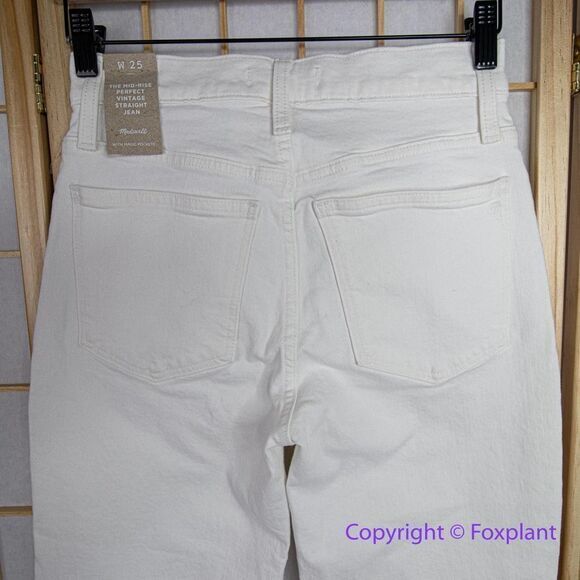 NEW Madewell Mid-Rise Perfect Vintage Straight Jean in Tile White, 25 - Picture 9 of 16